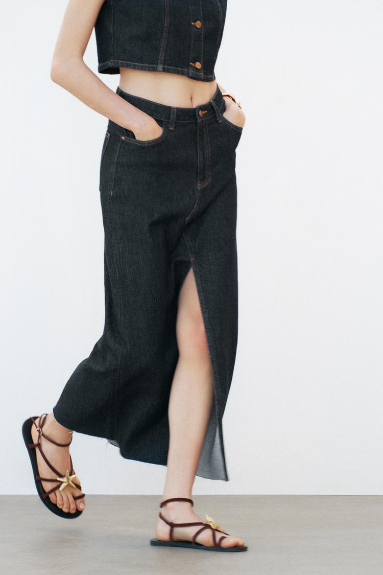 ENSEMBLE GILET SANS MANCHES Z1975 COURT EN DENIM | JEAN Z1975 BOOTCUT TAILLE HAUTE AVEC CEINTURE