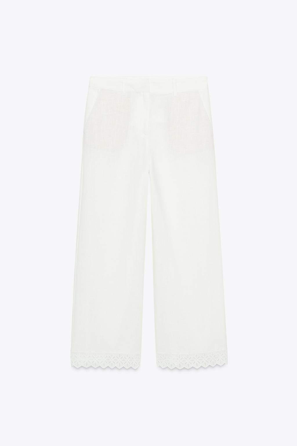 PANTALON AVEC RAMIE ET DENTELLE EN BAS