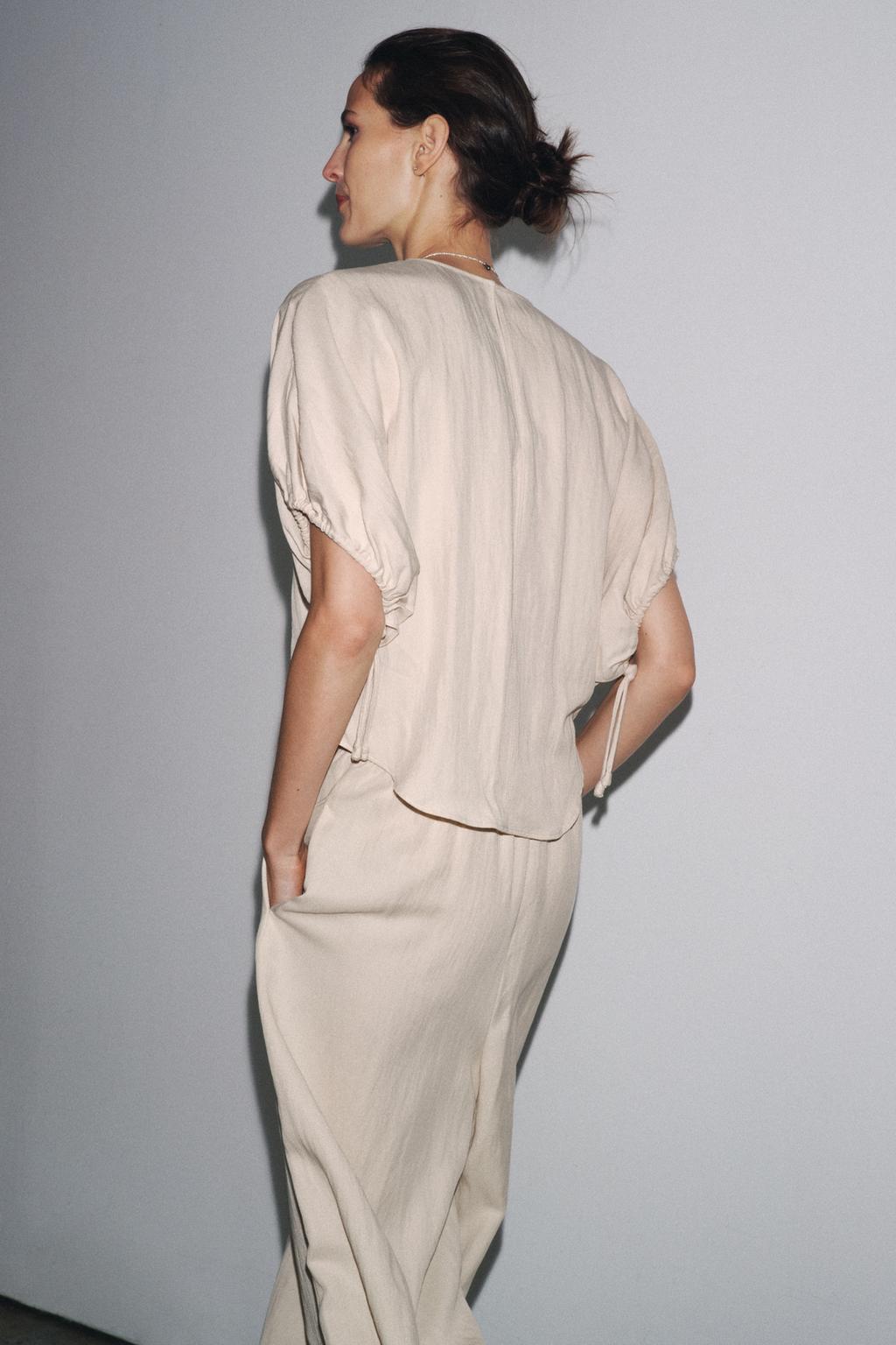 ENSEMBLE BLOUSE À MANCHES BOUFFANTES | PANTALON DE PYJAMA FLUIDE ZW COLLECTION
