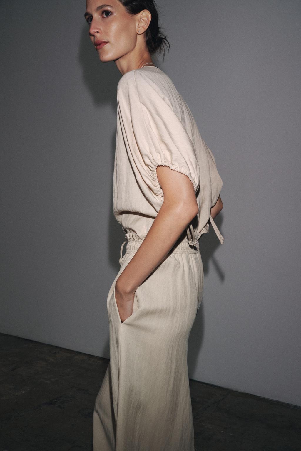 ENSEMBLE BLOUSE À MANCHES BOUFFANTES | PANTALON DE PYJAMA FLUIDE ZW COLLECTION