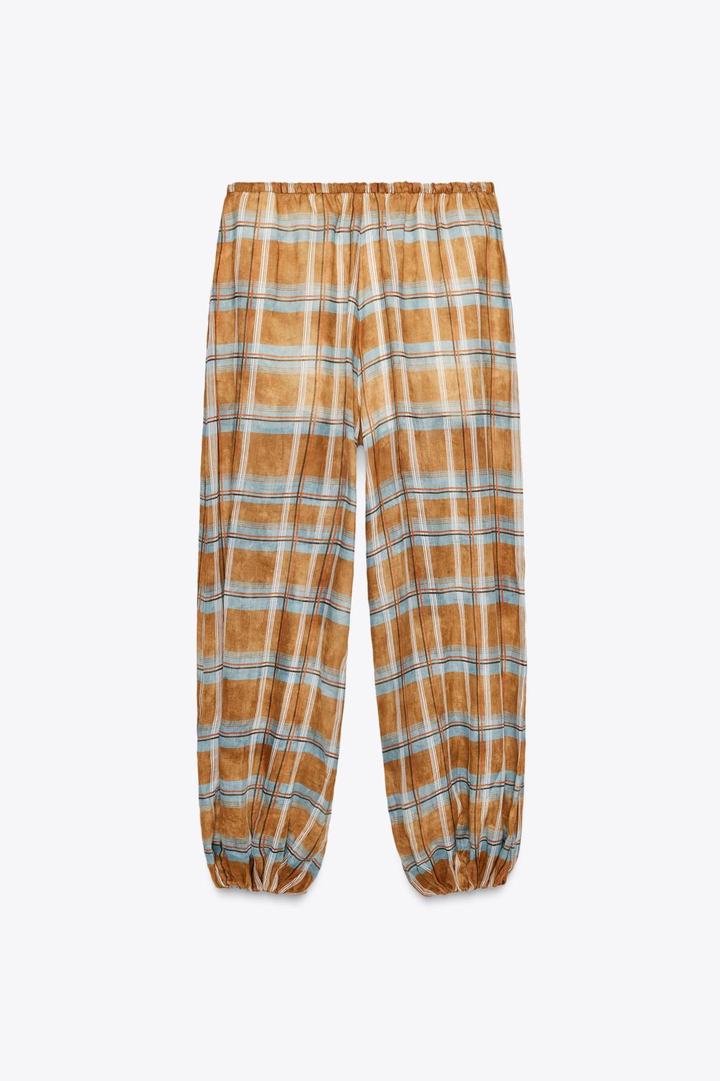 PANTALON BOUFFANT À CARREAUX EN RAMIE ZW COLLECTION