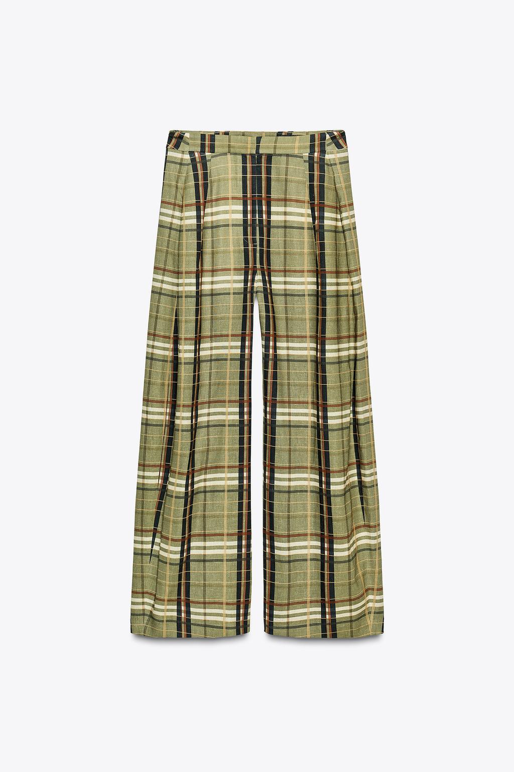PANTALON À CARREAUX AVEC LIN ZW COLLECTION