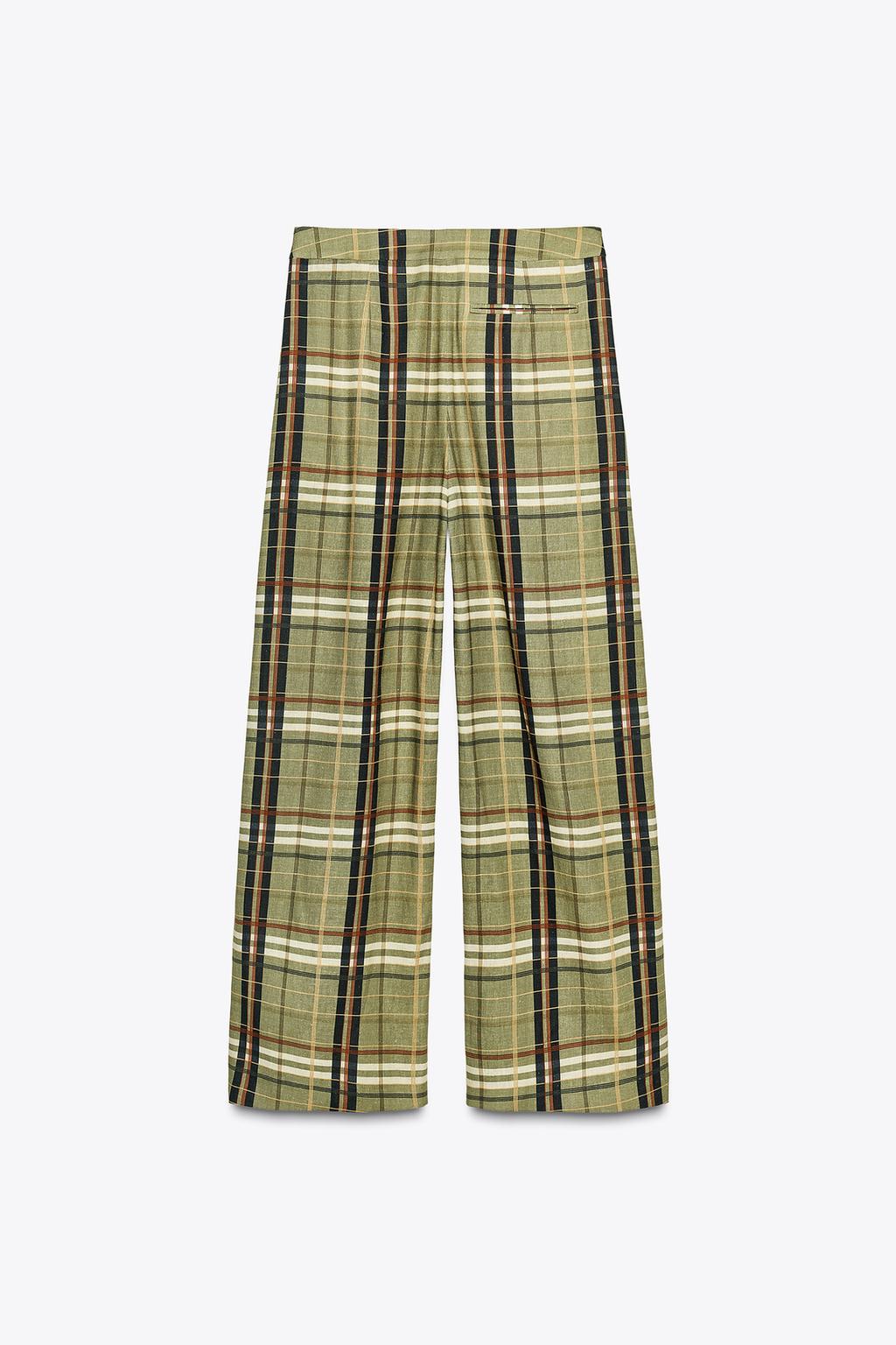 PANTALON À CARREAUX AVEC LIN ZW COLLECTION