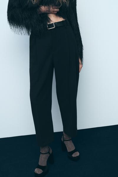 PANTALON À PLIS SANS CEINTURE