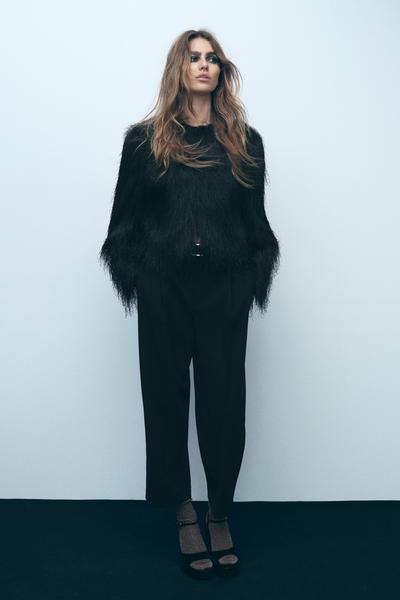 PANTALON À PLIS SANS CEINTURE