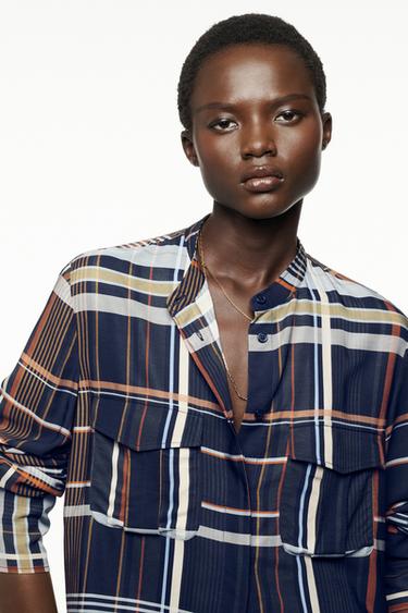 CHEMISE À CARREAUX ET POCHES ZW COLLECTION
