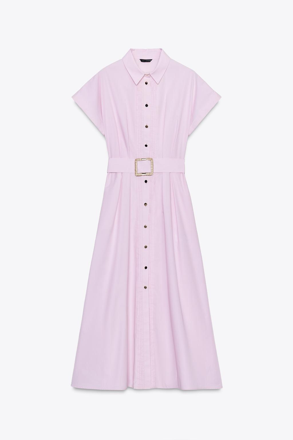 ROBE MIDI EN POPELINE AVEC CEINTURE