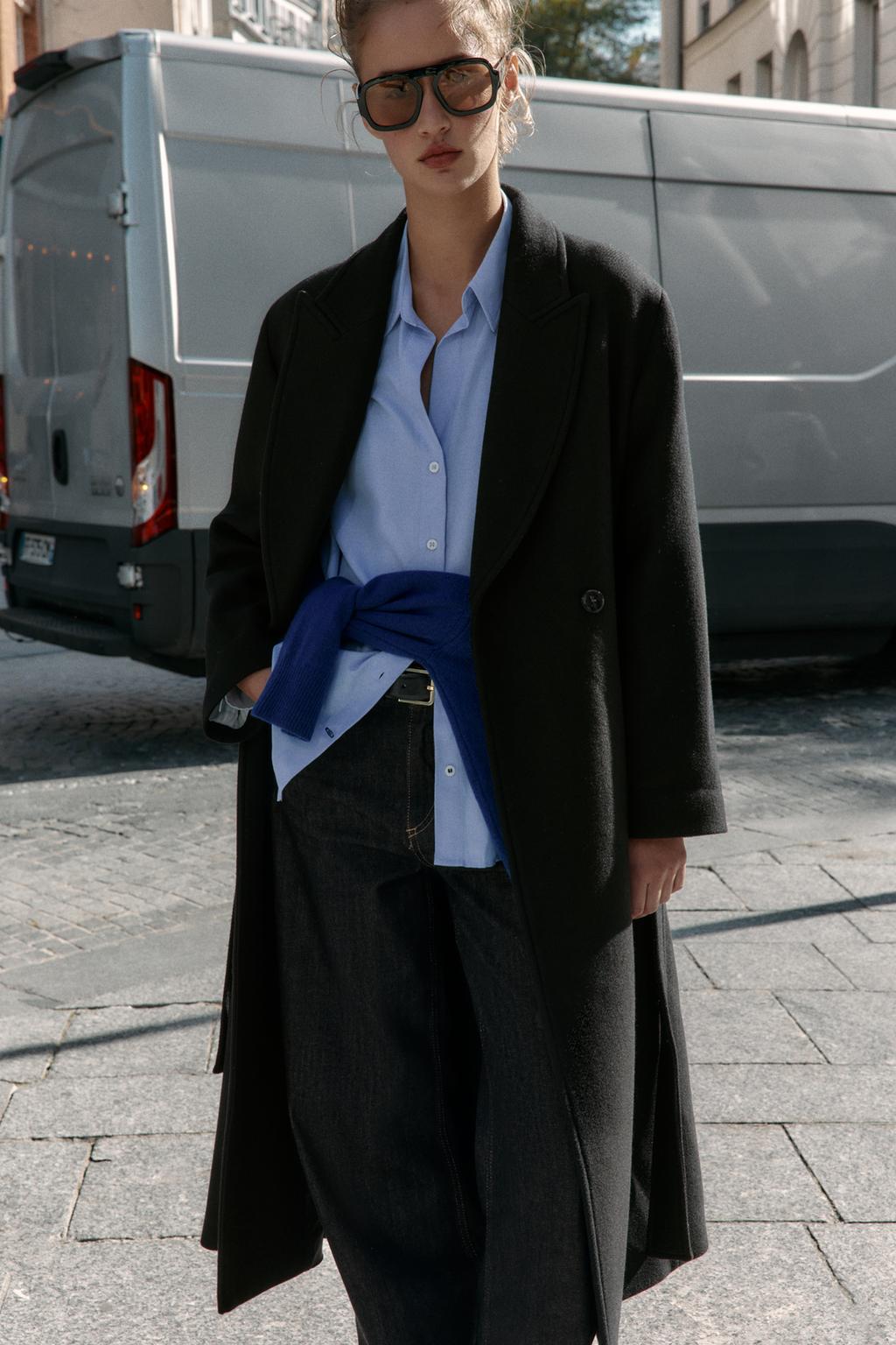 MANTEAU LONG CEINTURÉ AVEC LAINE