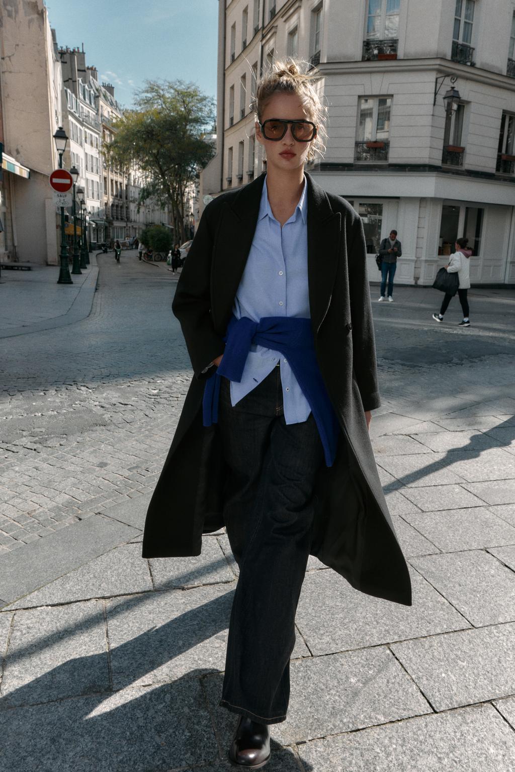 MANTEAU LONG CEINTURÉ AVEC LAINE