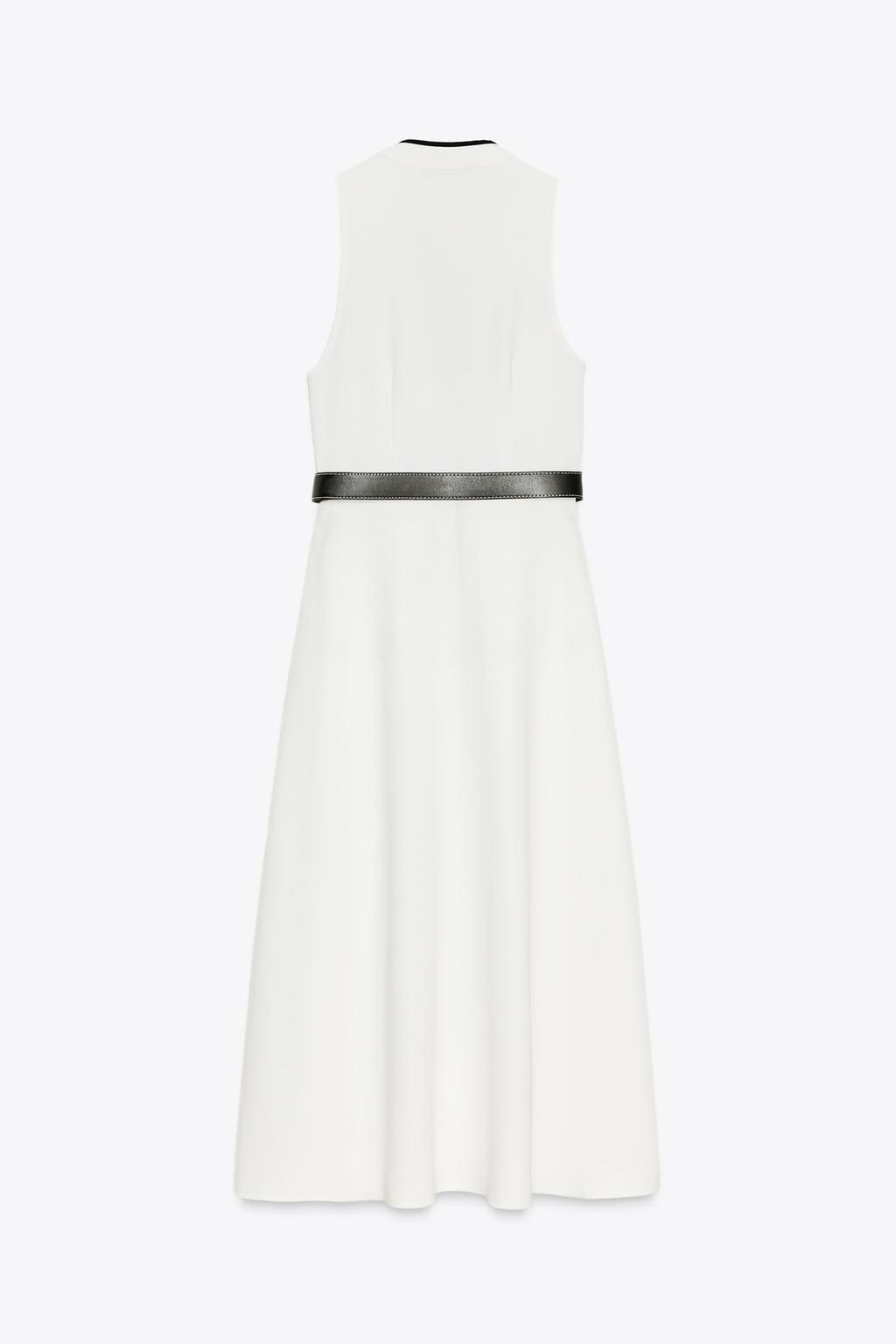 ROBE MIDI LISERÉS CONTRASTANTS CEINTURE