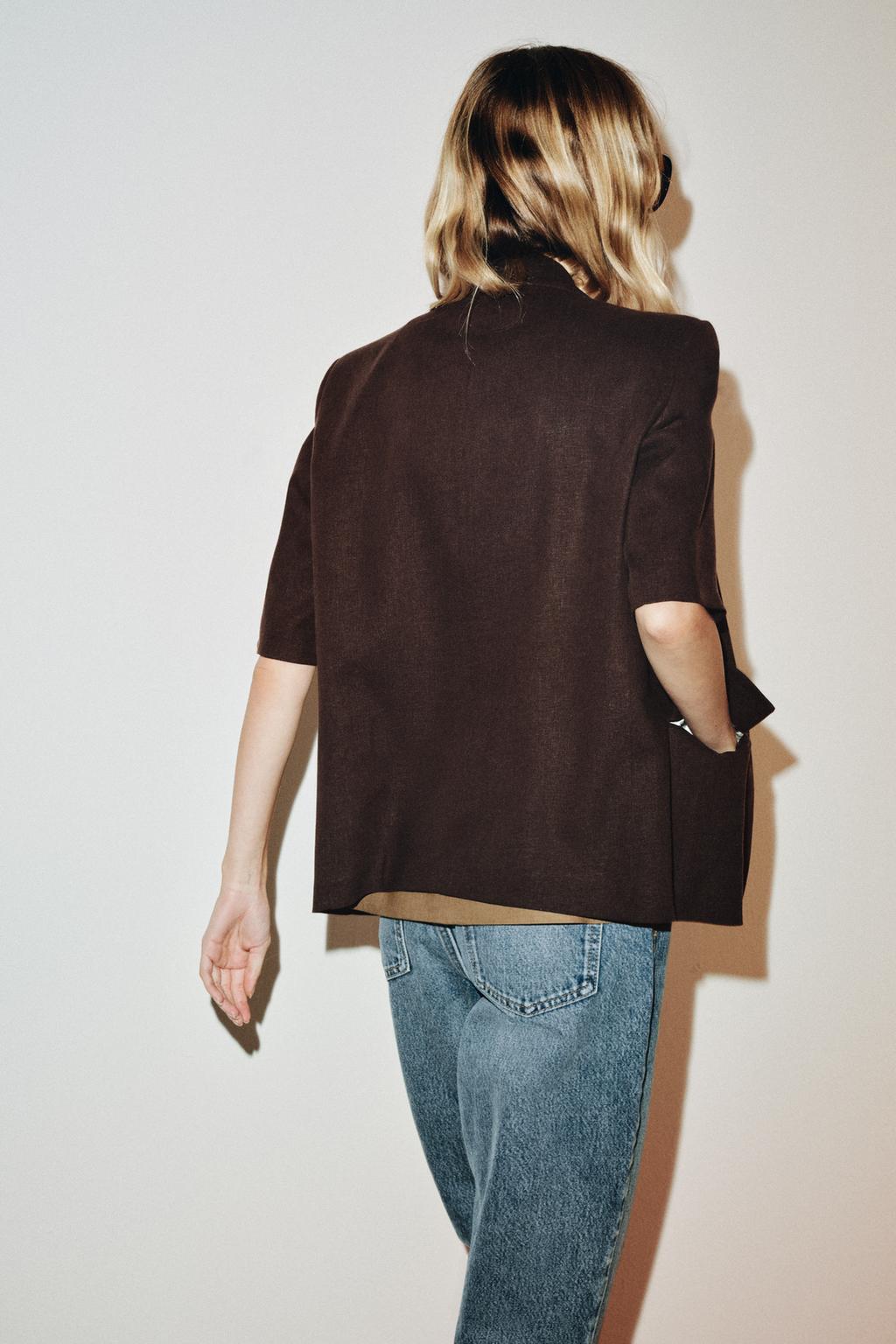 BLAZER AVEC LIN MANCHES COURTES