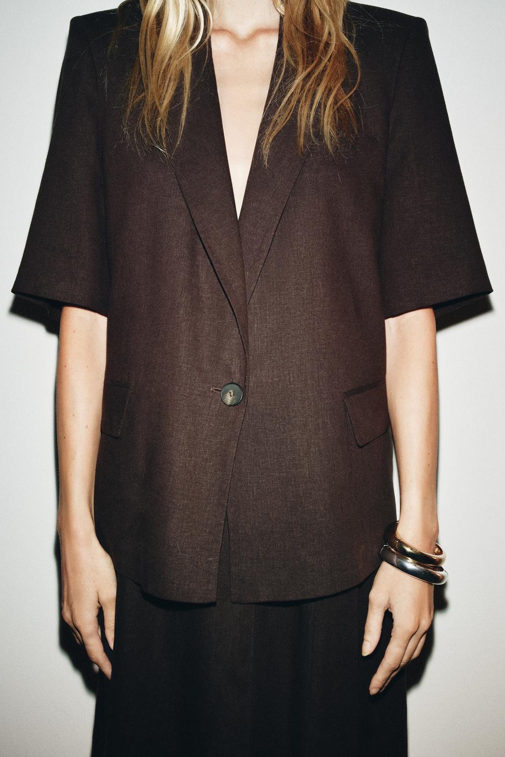 BLAZER AVEC LIN MANCHES COURTES