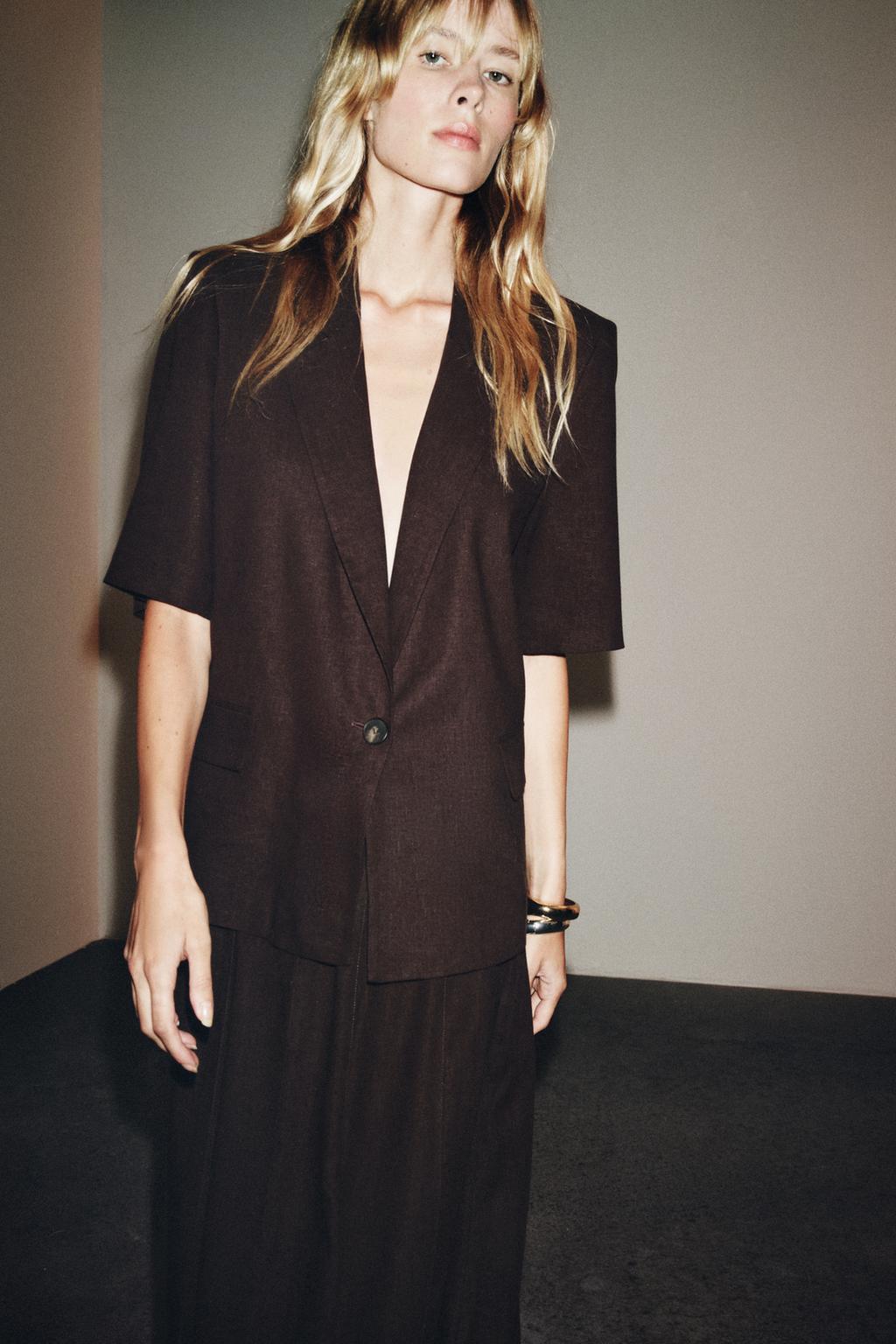 BLAZER AVEC LIN MANCHES COURTES