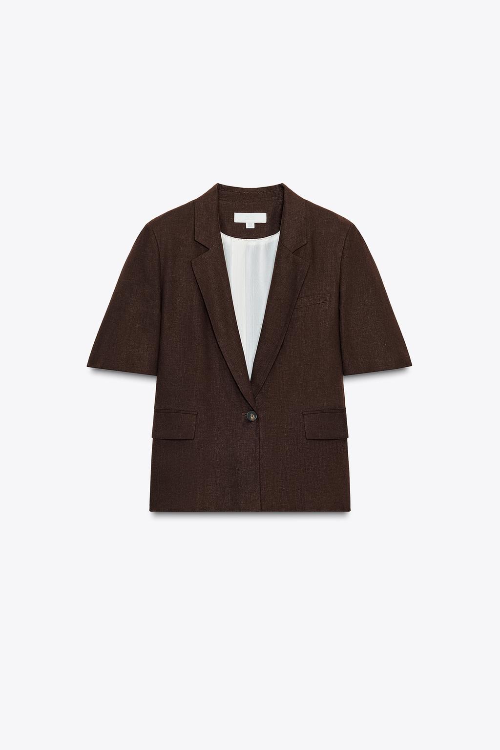 BLAZER AVEC LIN MANCHES COURTES
