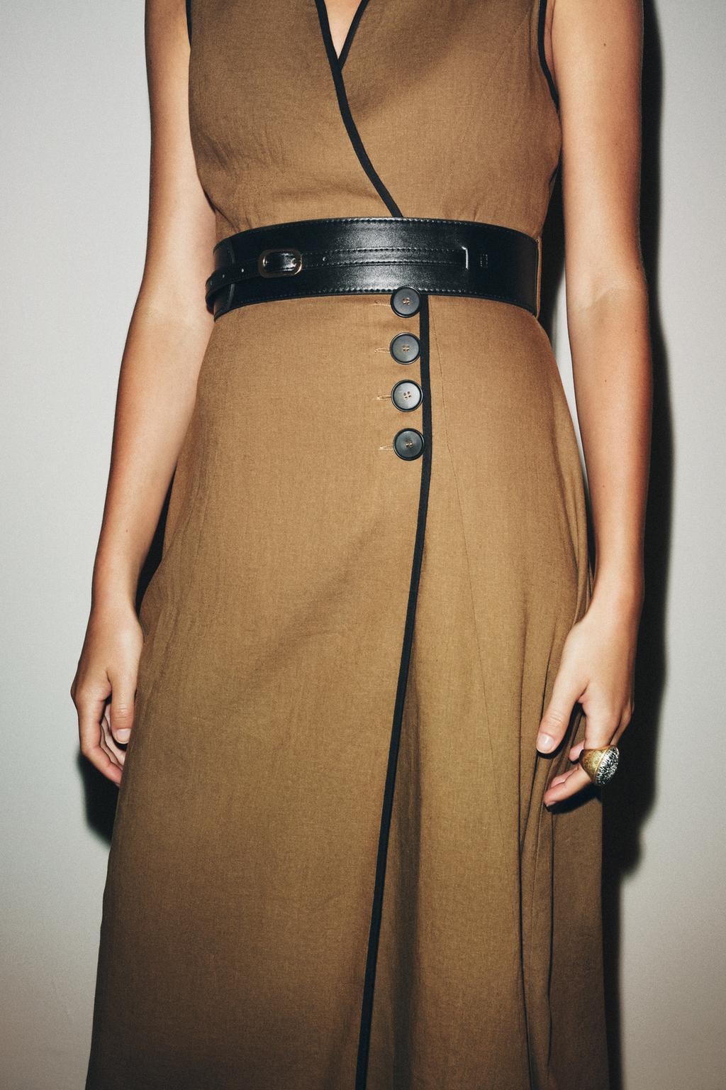 ROBE MIDI CEINTURE AVEC LIN