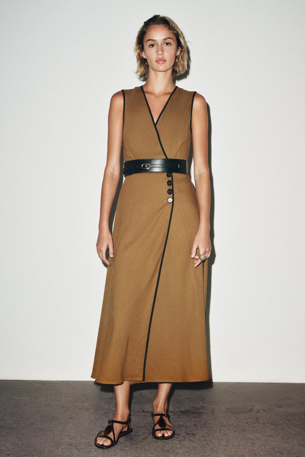 ROBE MIDI CEINTURE AVEC LIN