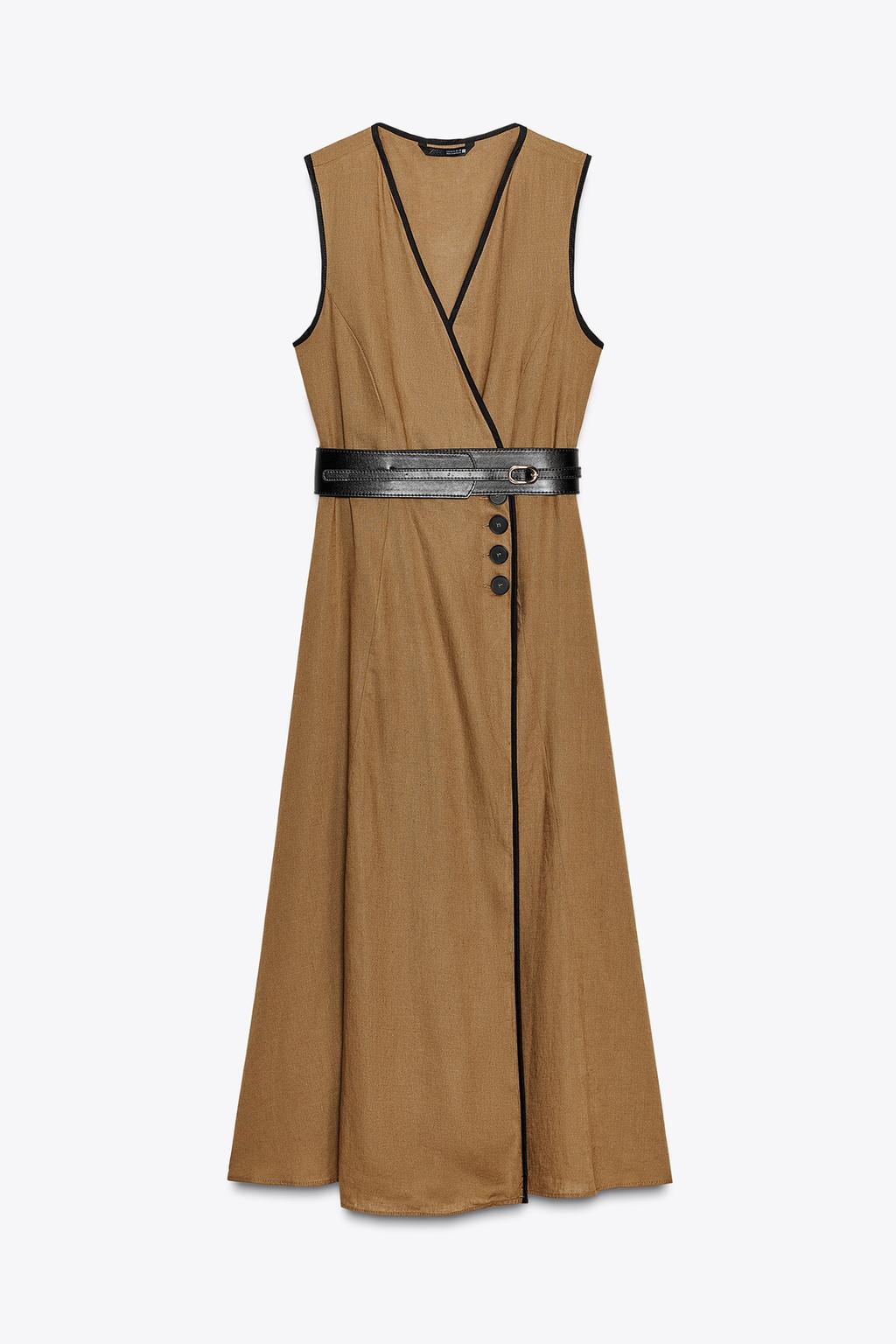 ROBE MIDI CEINTURE AVEC LIN