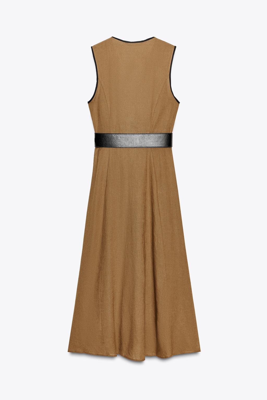 ROBE MIDI CEINTURE AVEC LIN
