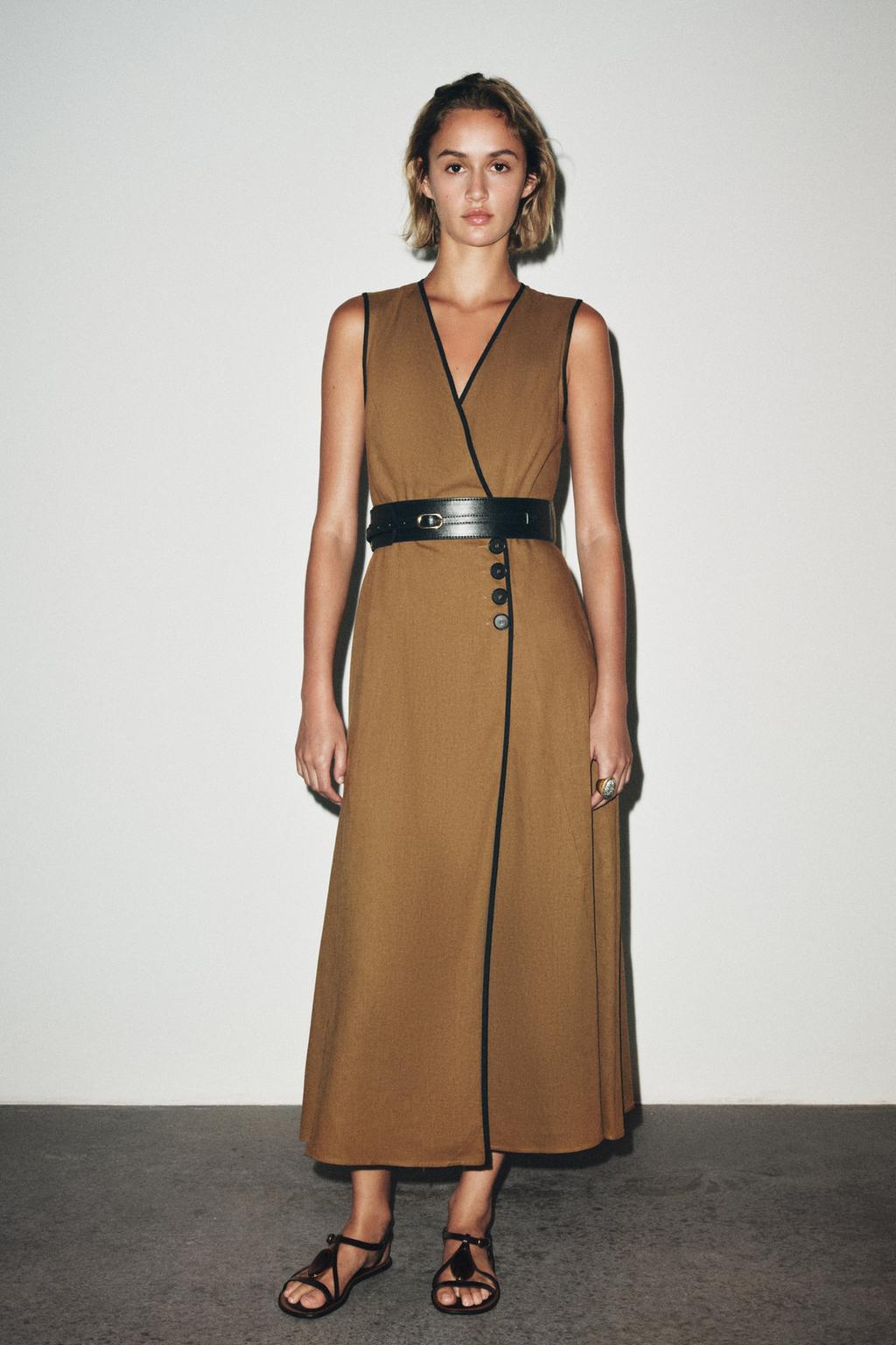 ROBE MIDI CEINTURE AVEC LIN
