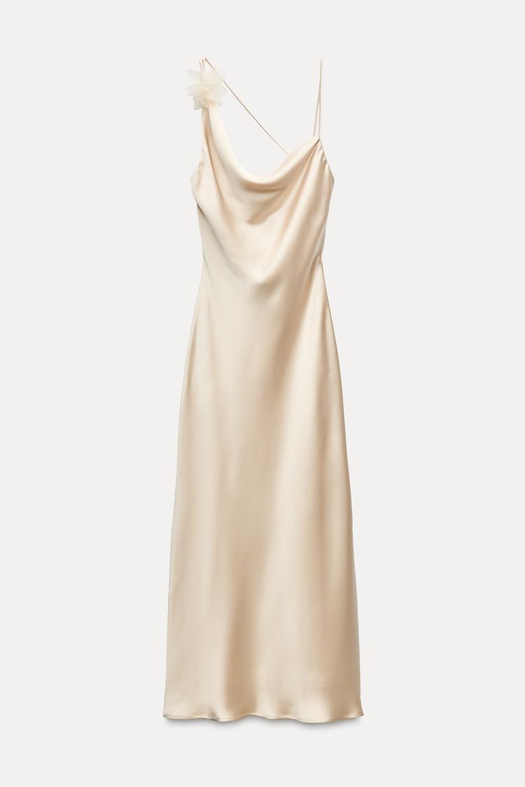 ROBE MIDI SATINÉE FLEUR