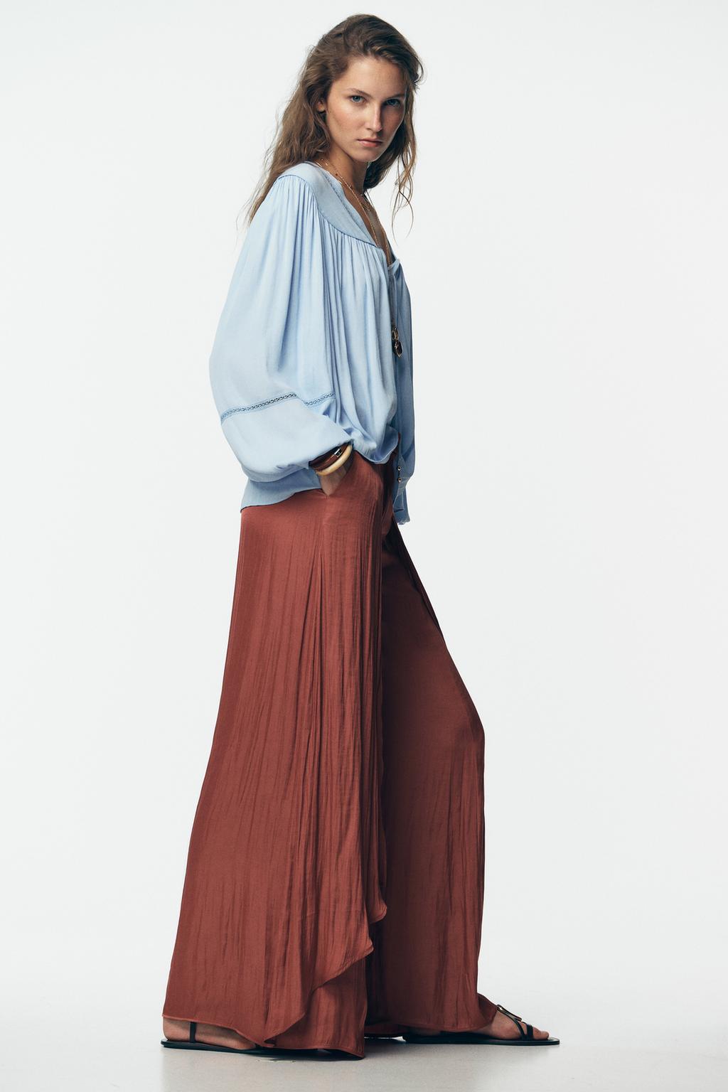 PANTALON LARGE FLUIDE VOLANTS