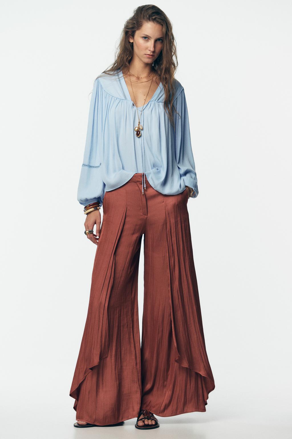PANTALON LARGE FLUIDE VOLANTS