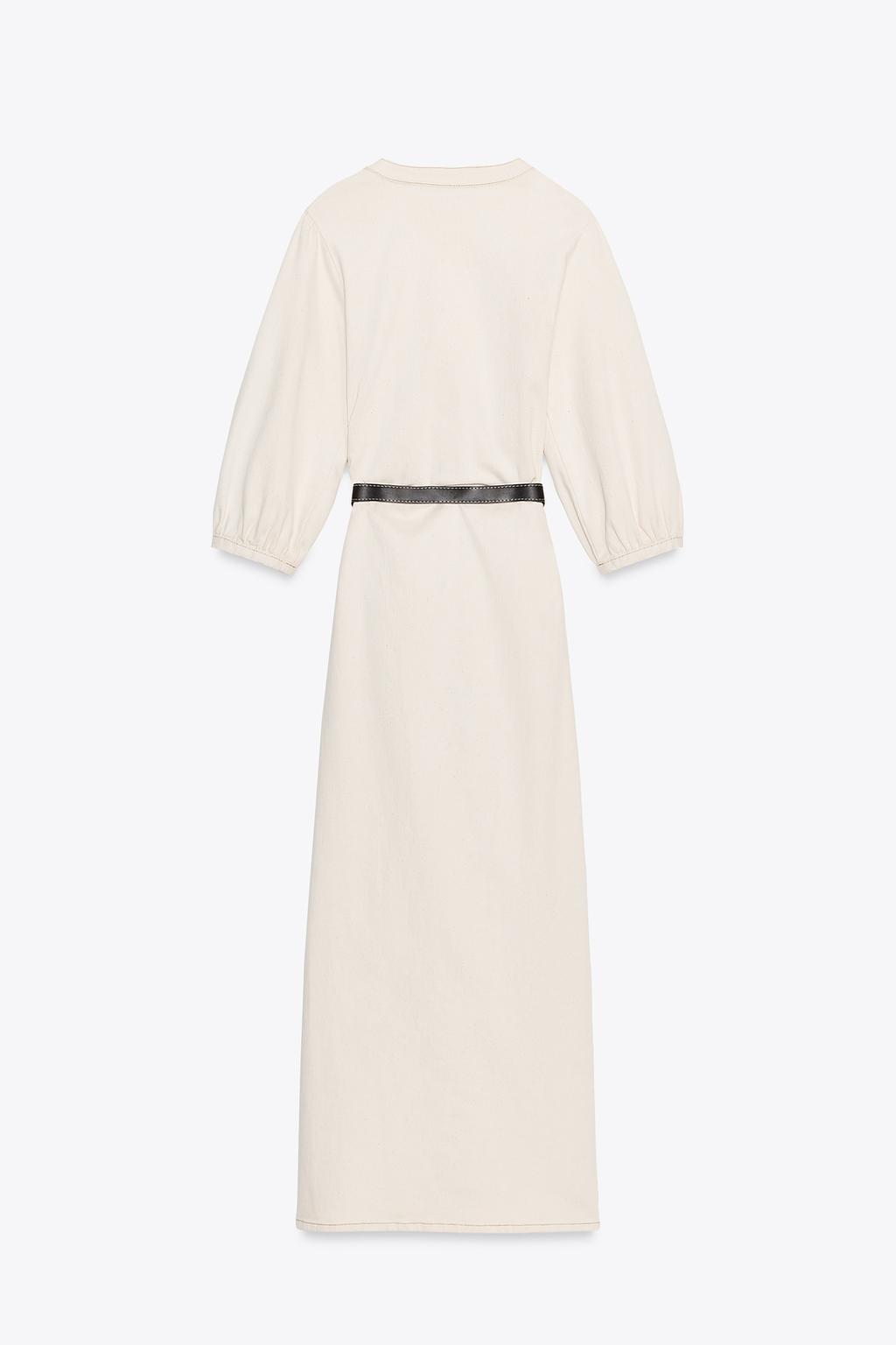 ROBE MIDI MANCHES BOUFFANTES CEINTURE