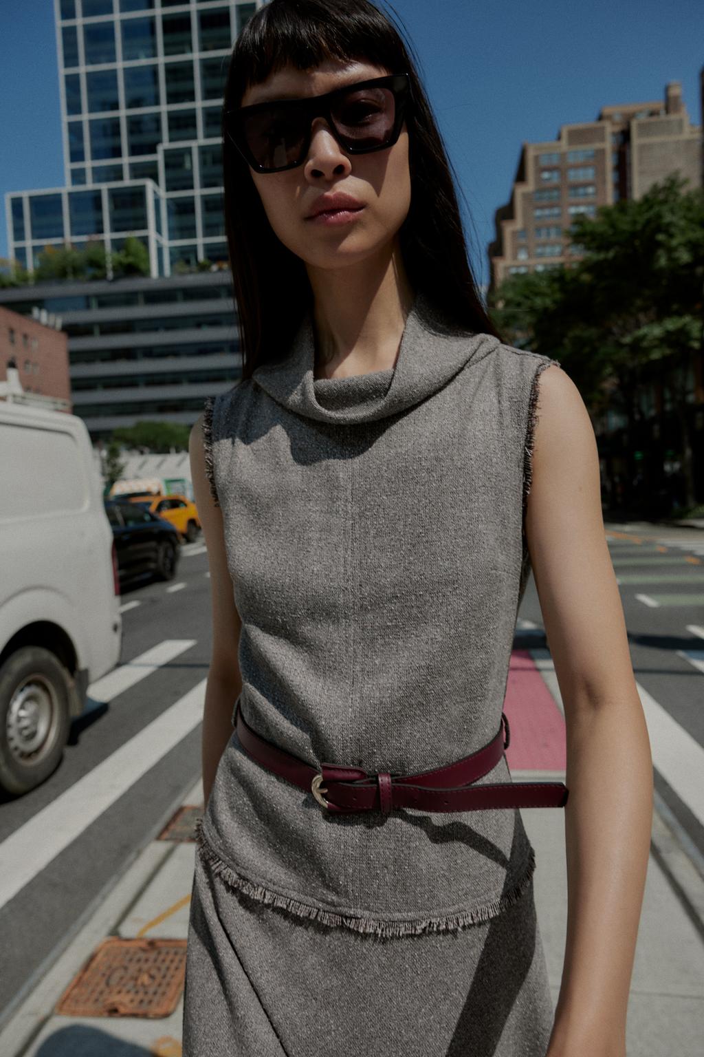 ROBE MI-LONGUE STRUCTURÉE CEINTURE