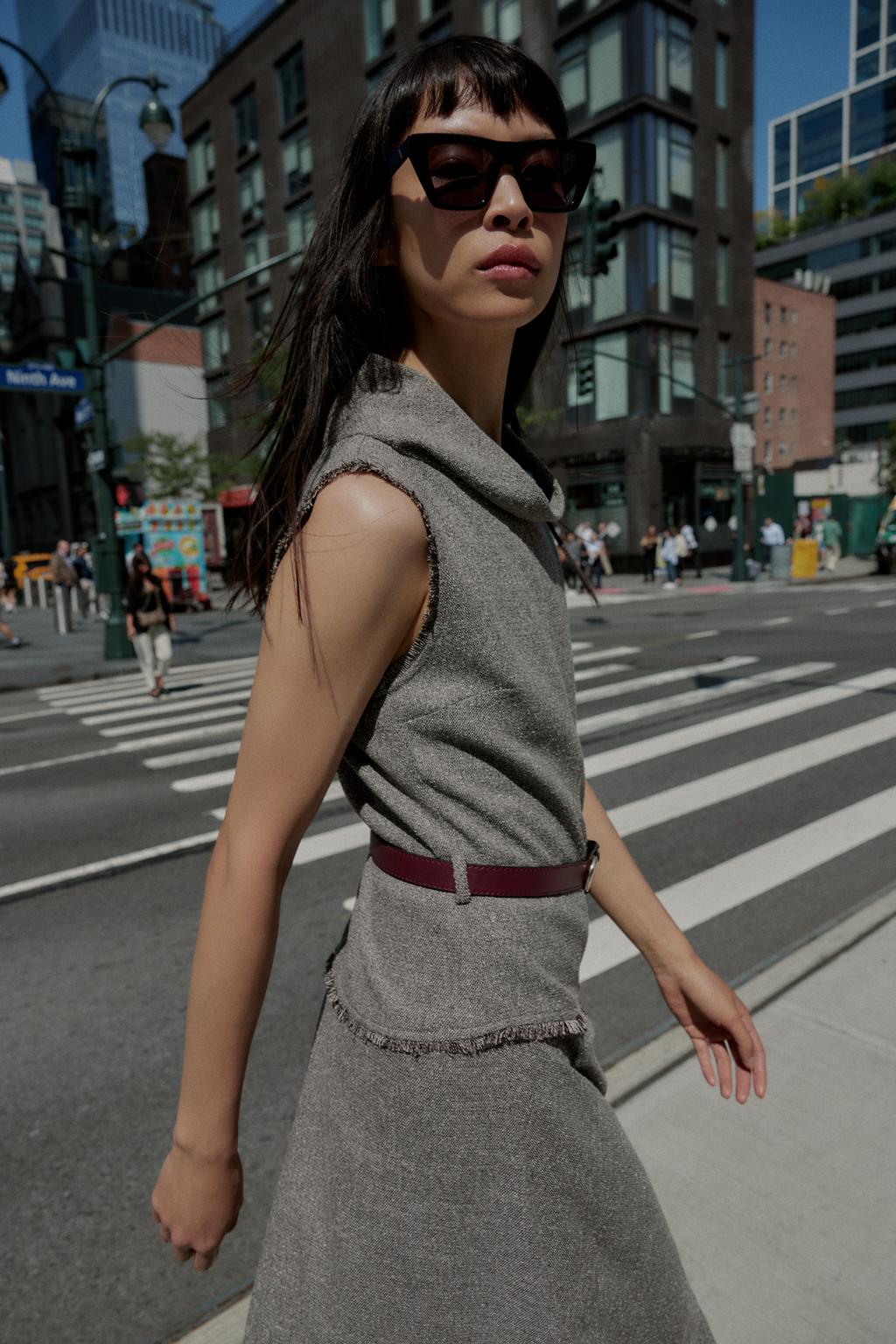 ROBE MI-LONGUE STRUCTURÉE CEINTURE