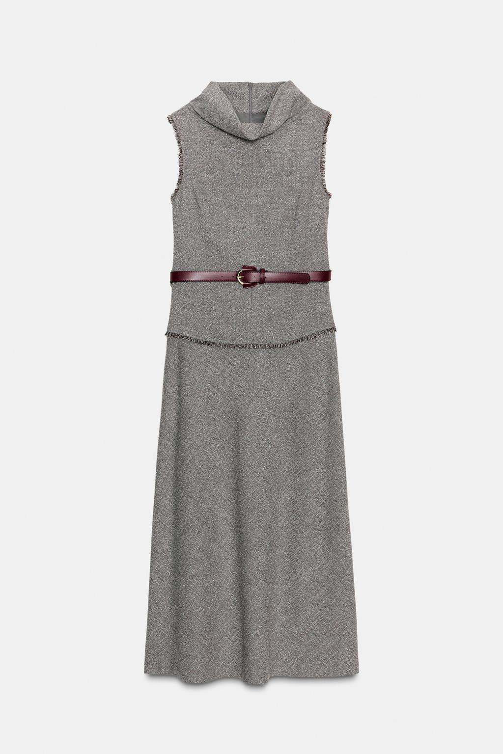 ROBE MI-LONGUE STRUCTURÉE CEINTURE