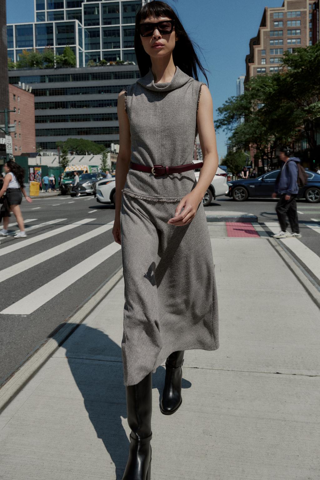 ROBE MI-LONGUE STRUCTURÉE CEINTURE