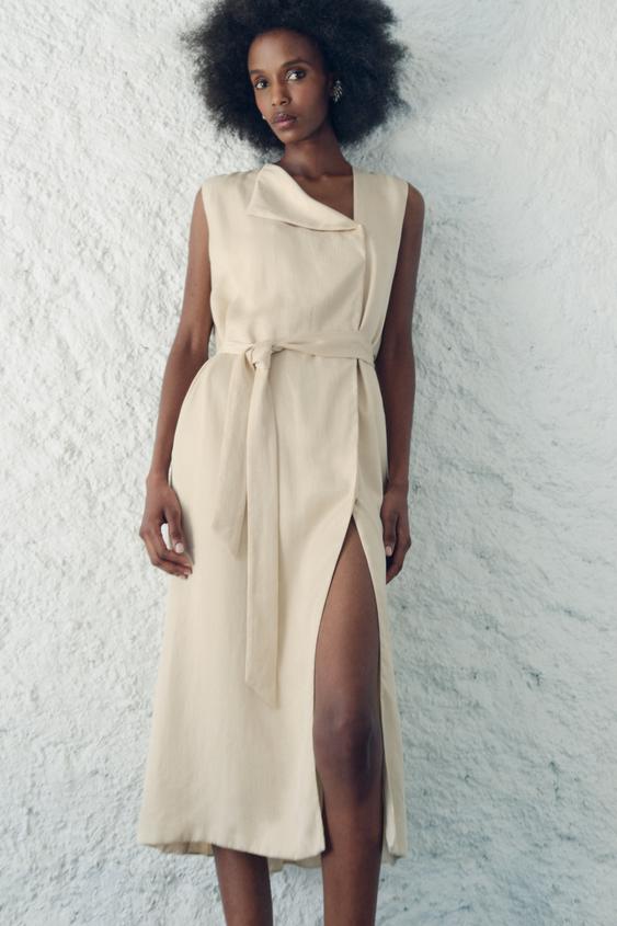 DRESS WITH PLEATED BACK ZW COLLECTION