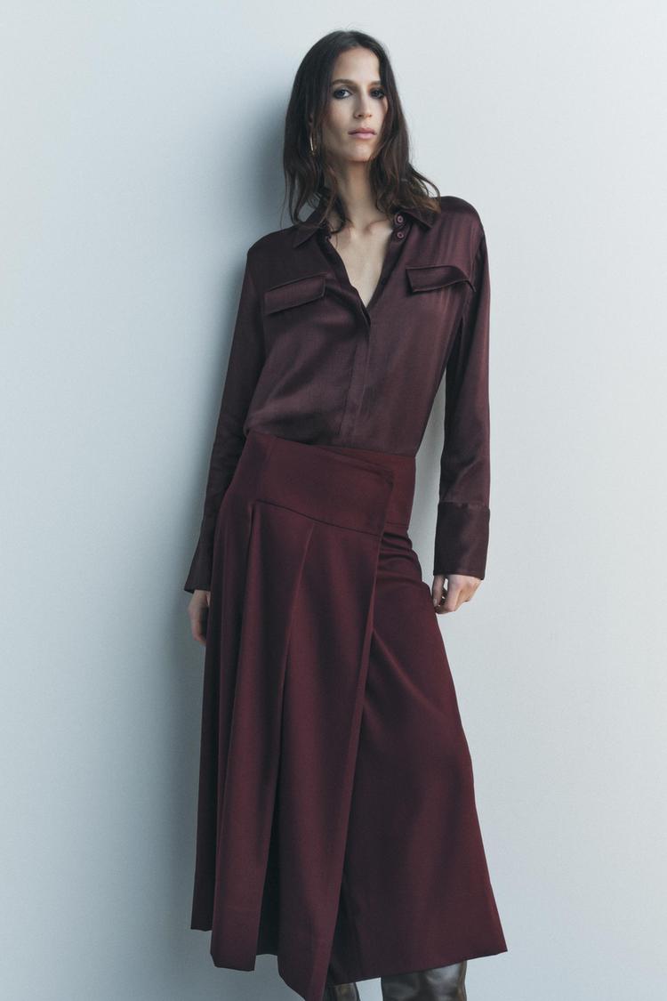 CHEMISE SATINÉE À POCHES COLLECTION ZW