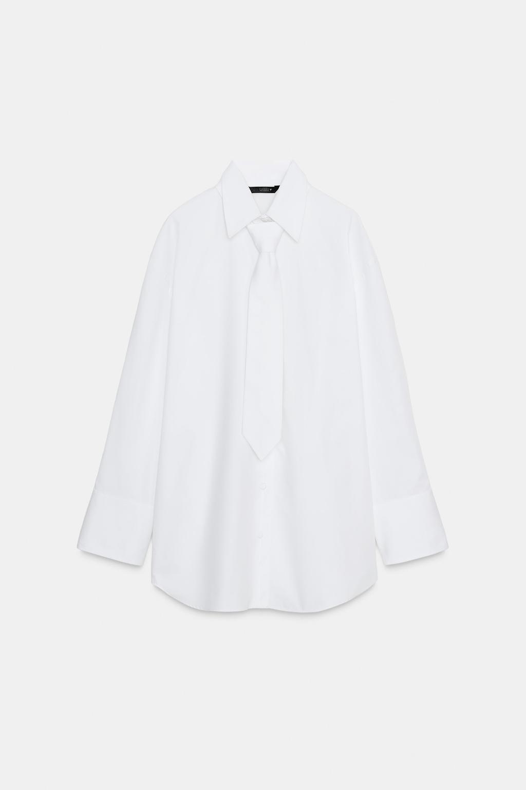 CHEMISE EN POPELINE AVEC CRAVATE