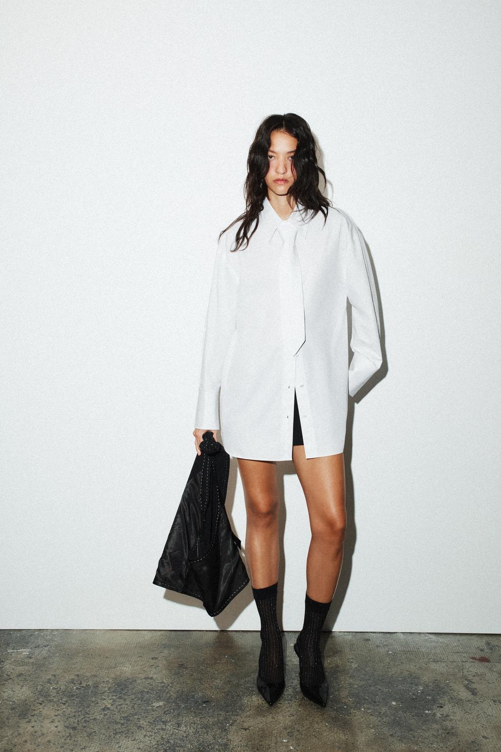 CHEMISE EN POPELINE AVEC CRAVATE