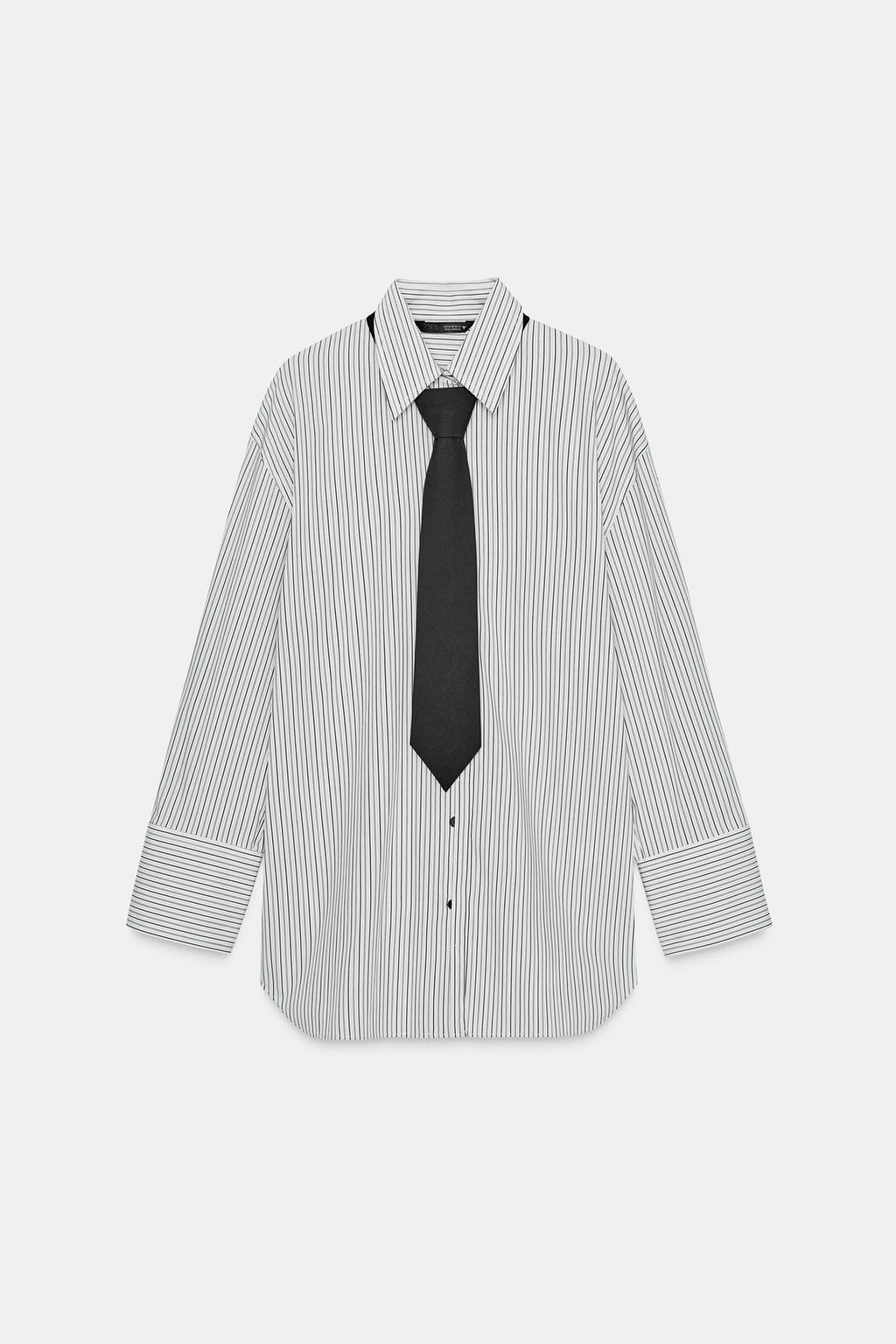 CHEMISE EN POPELINE AVEC CRAVATE