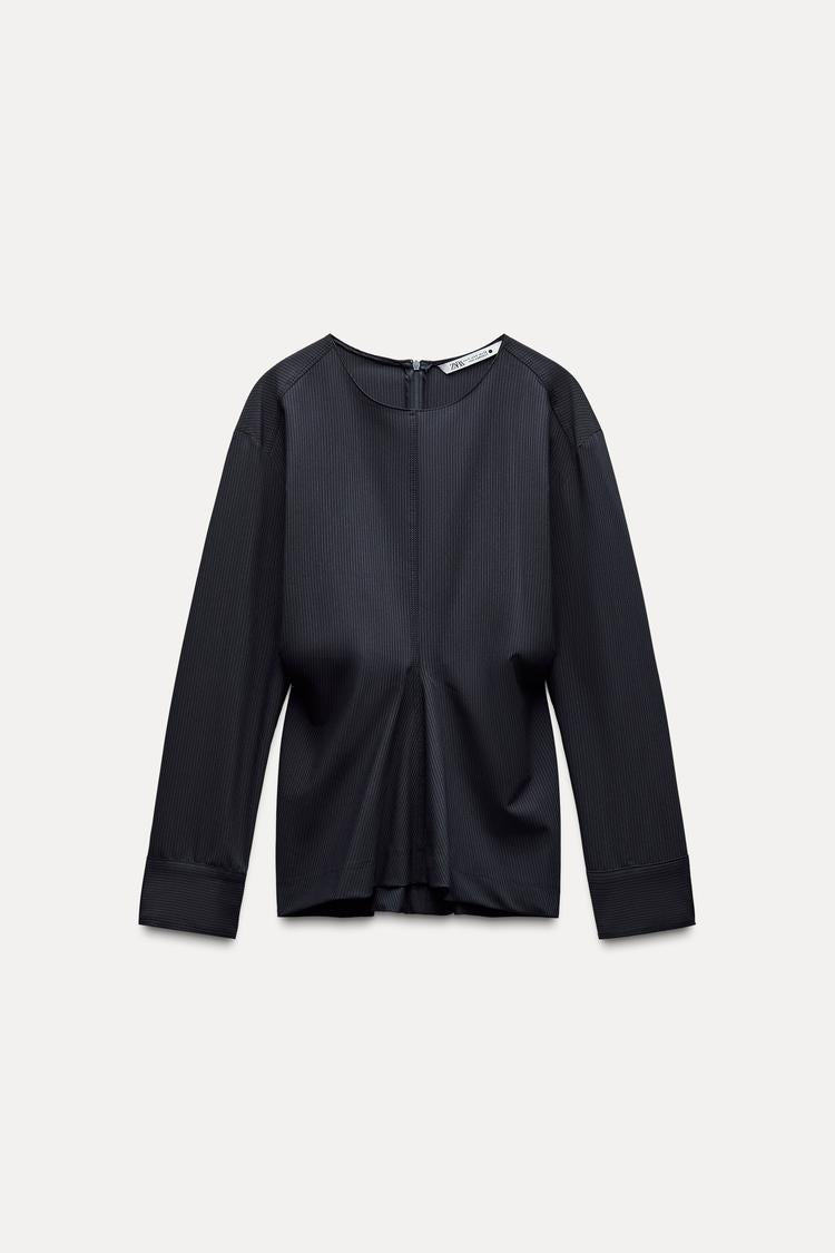 ENSEMBLE TOP DRAPÉE | PANTALON LARGE À RAYURES ZW COLLECTION