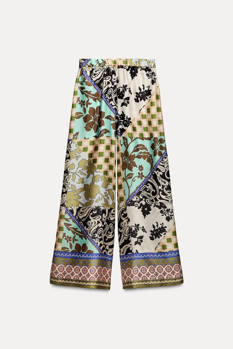 PANTALON SATINÉ IMPRIMÉ PATCHWORK