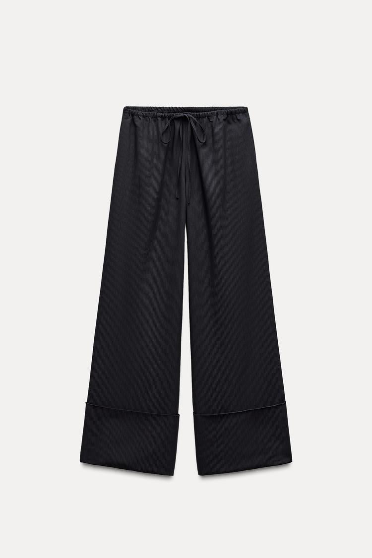 ENSEMBLE TOP DRAPÉE | PANTALON LARGE À RAYURES ZW COLLECTION