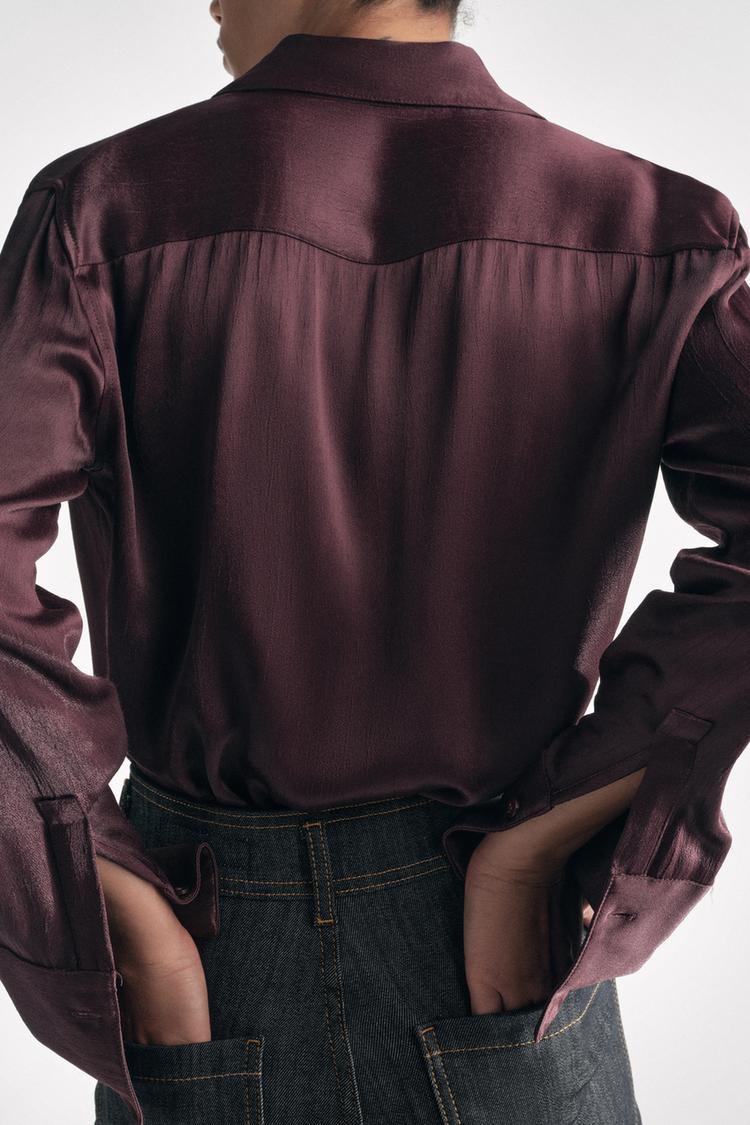 CHEMISE SATINÉE À POCHES COLLECTION ZW