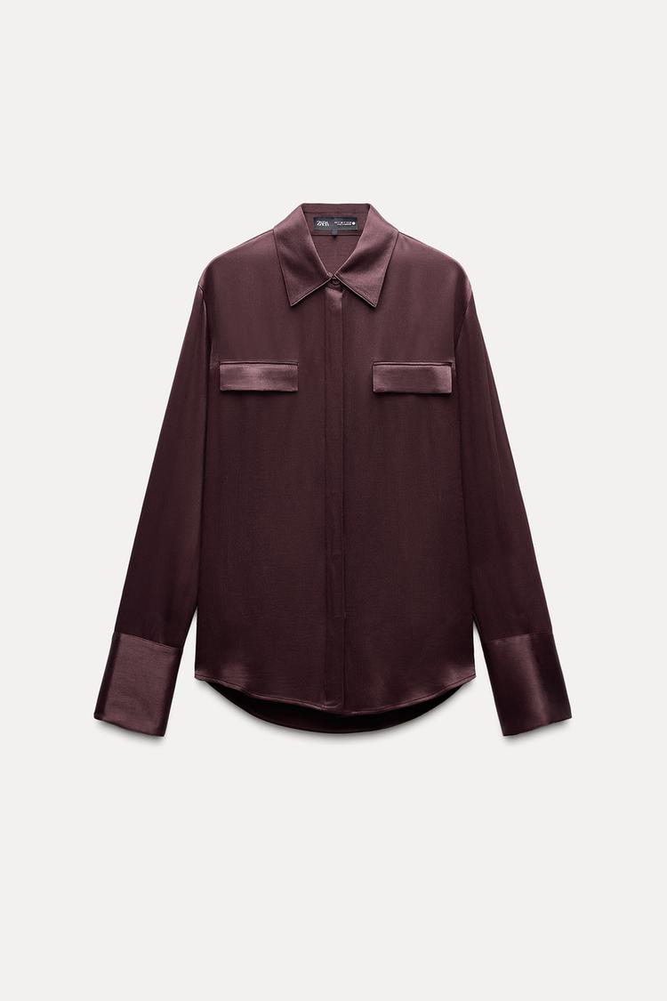 CHEMISE SATINÉE À POCHES COLLECTION ZW