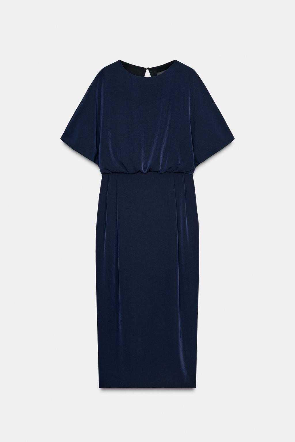 ROBE MIDI MANCHES DESCENDUES PINCES