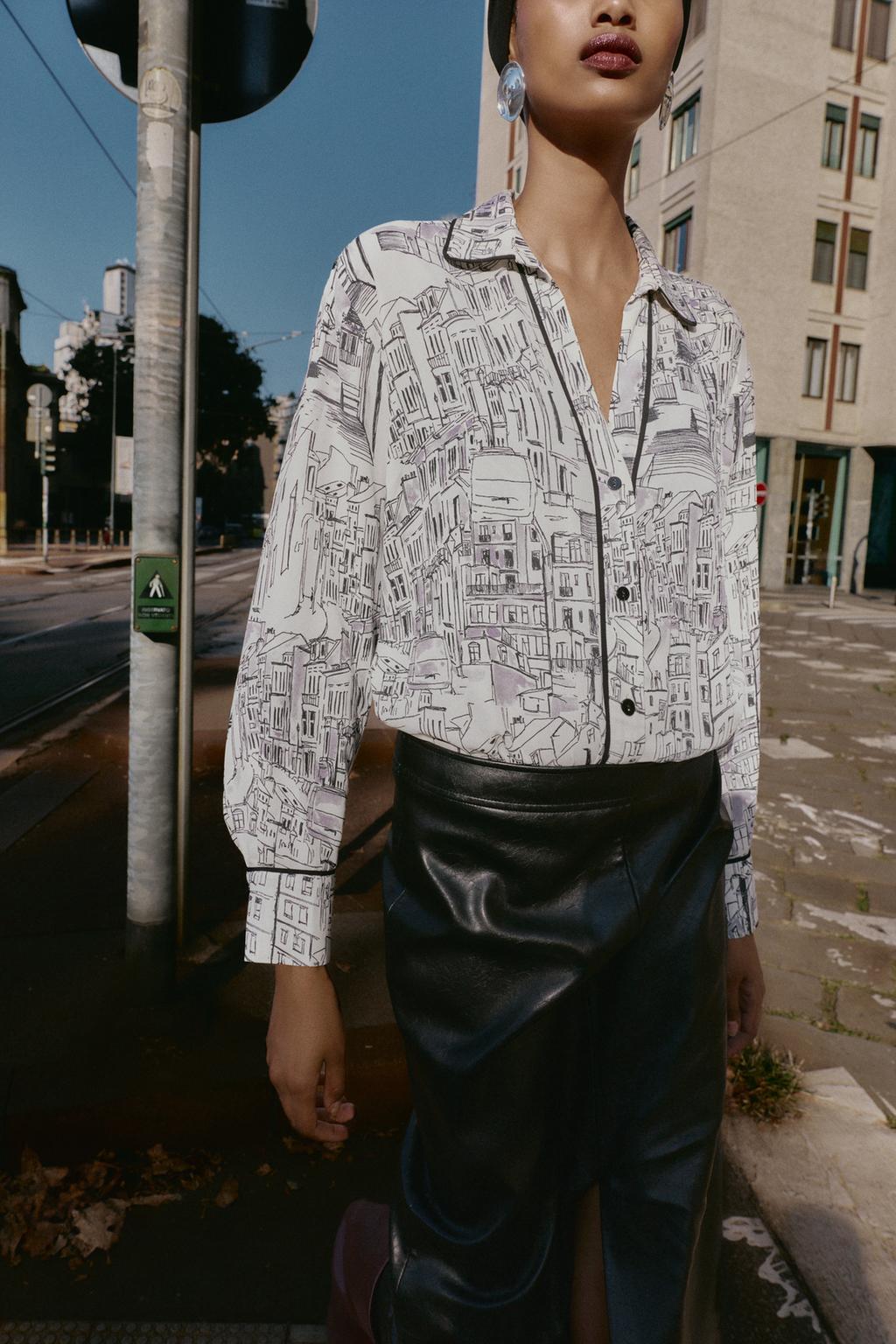 BLOUSE IMPRIMÉE AVEC LISERÉS