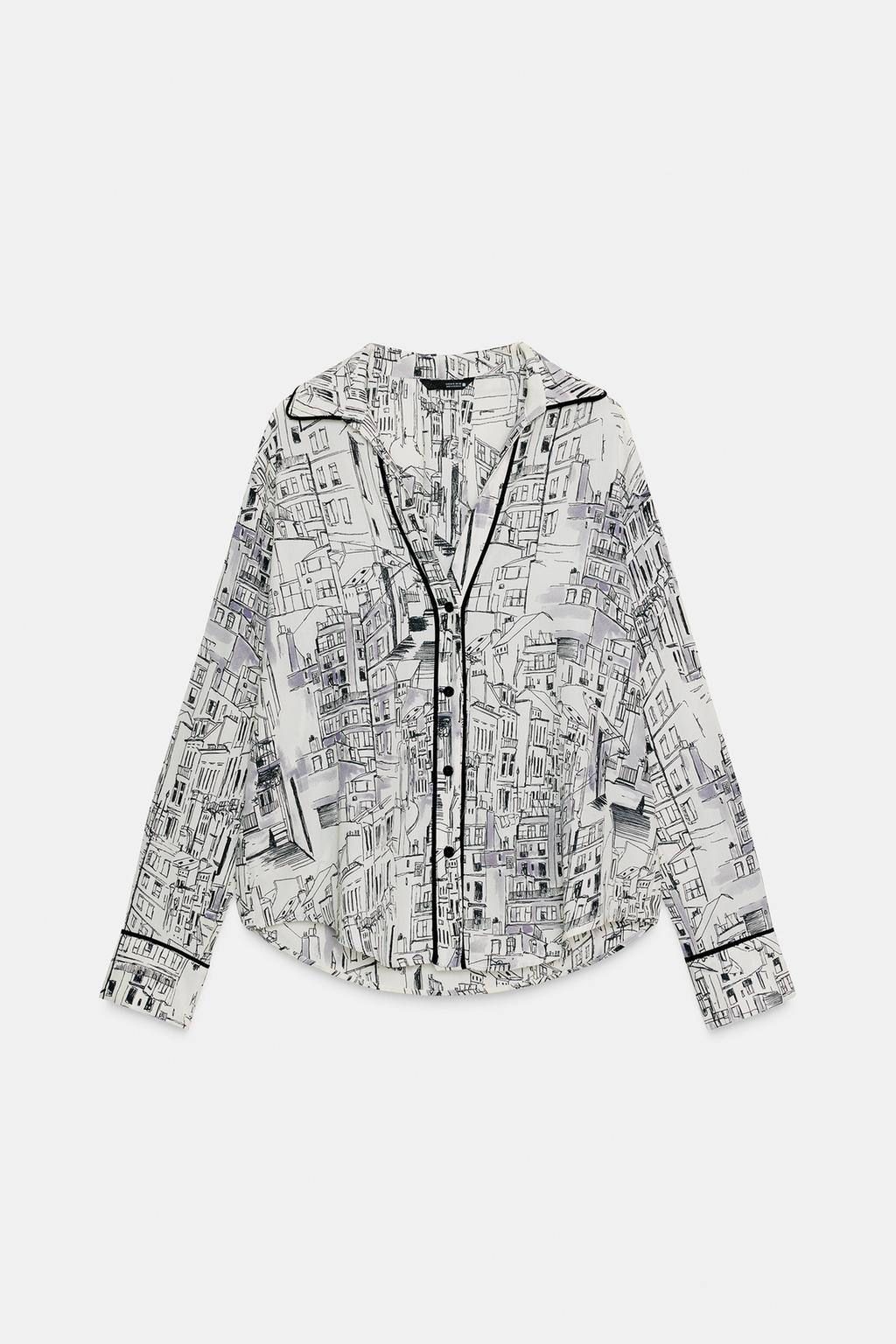 BLOUSE IMPRIMÉE AVEC LISERÉS
