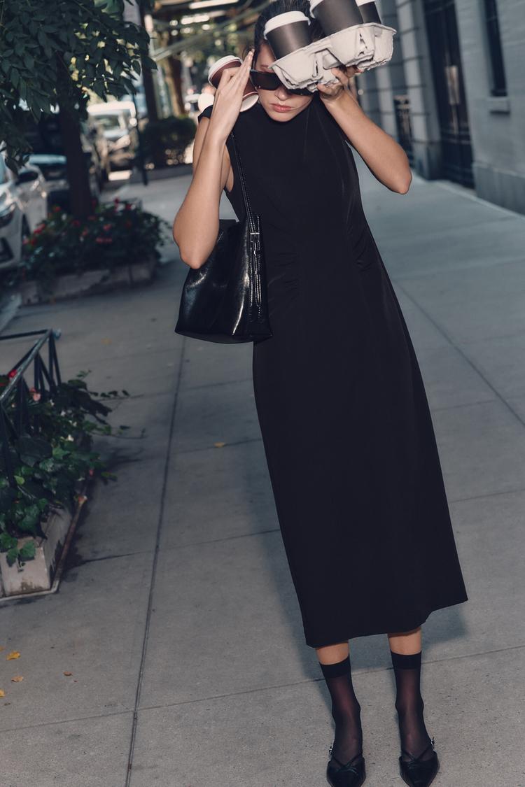ROBE MI-LONGUE À FRONCES
