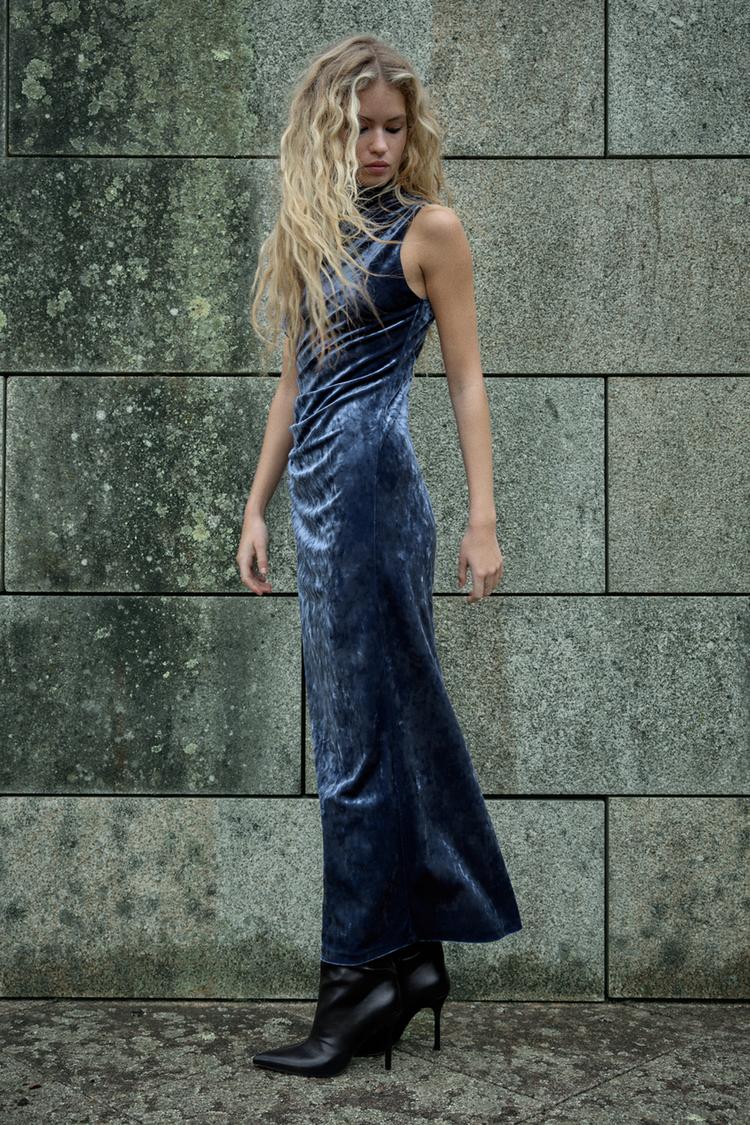 ROBE MI-LONGUE DRAPÉE EN VELOURS