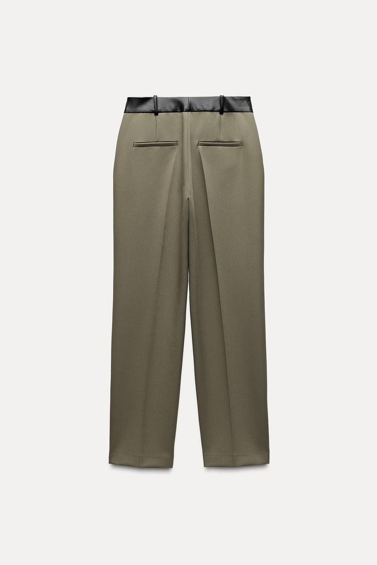 PANTALON AVEC TAILLE EN MATIÈRES VARIÉES EFFET CUIR