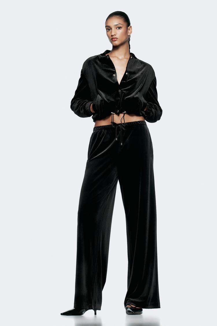 ENSEMBLE BLOUSON BOMBER | PANTALON LARGE EN VELOURS