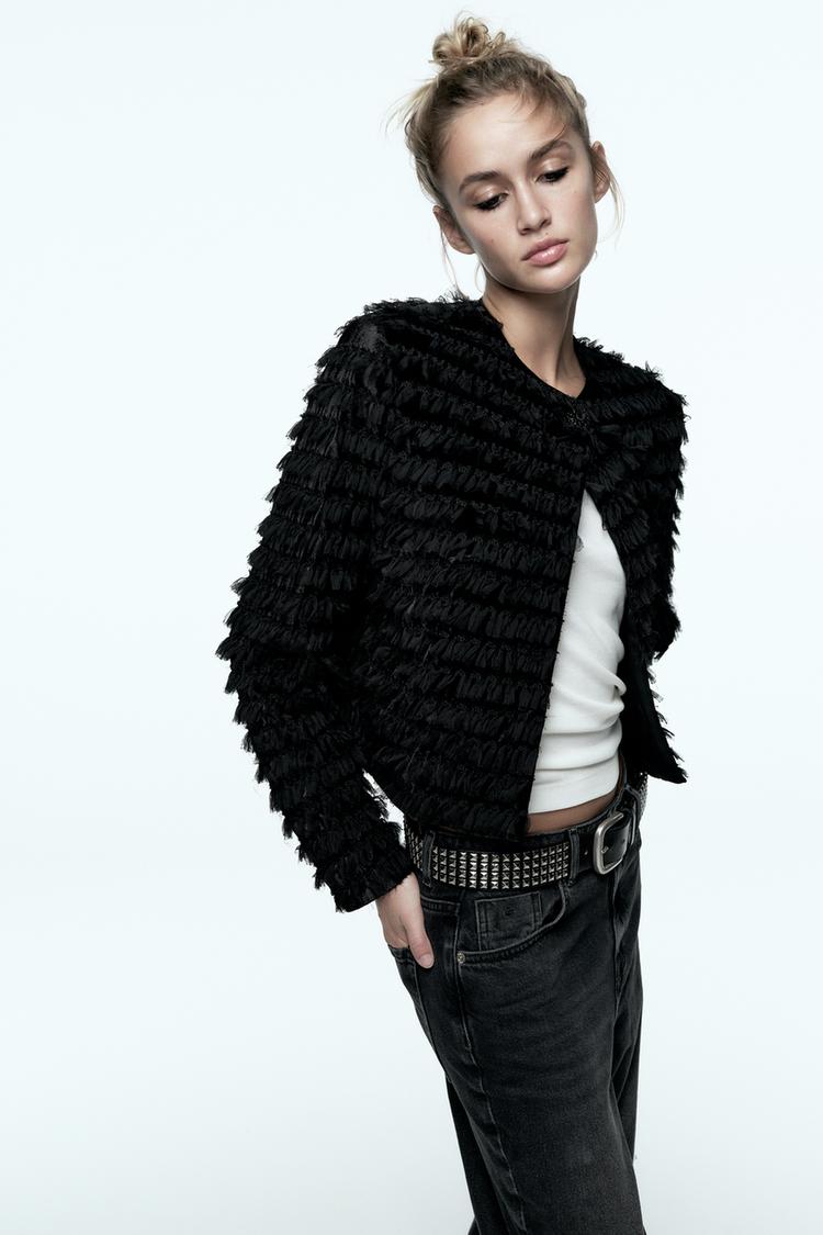VESTE EN VELOURS À FRANGES