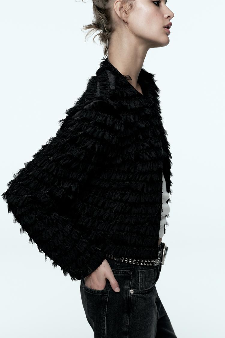 VESTE EN VELOURS À FRANGES